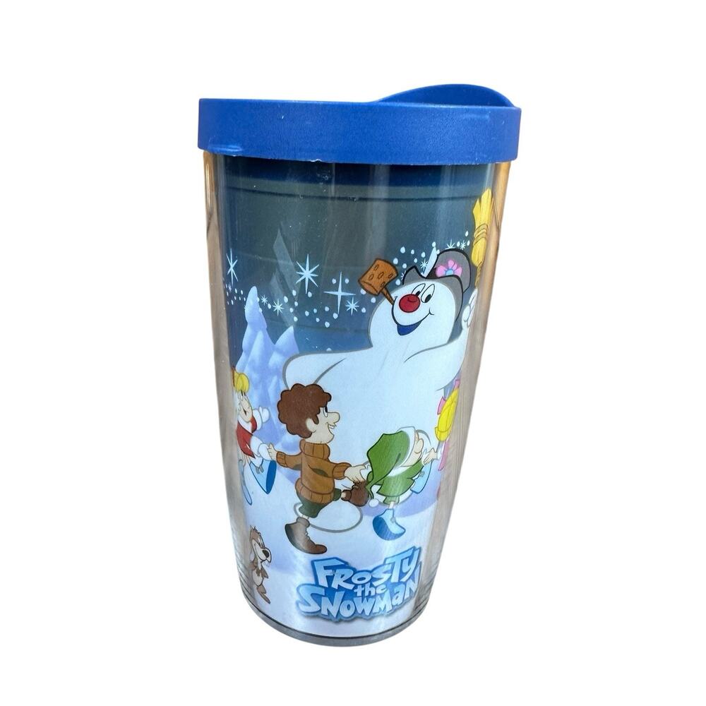 Frosty The Snowman Tervis Tumbler Mug Beverage Travel Cup with Blue Lid 16 oz